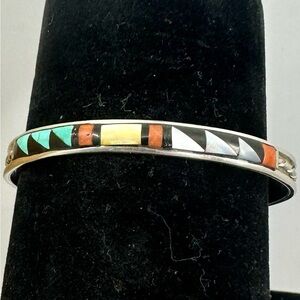 ZUNI JOHN & ROSALIE BOWANNIE JRB Navajo Sterling Silver Turquoise Cuff Bracelet